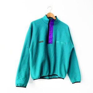 VINTAGE‎ Fleece Pullover Mens M Blue Cozy Techwear COLUMBIA Quarter Zip Aqua